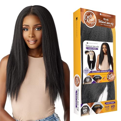 Sensationnel Kinky Edge 13x6 Lace Wigs - Kinky Edge Straight 24-inch glueless synthetic wig - CKCO Kinky Edge Straight 24 Inch (BALAYAGEGOLD) | Amazon (US)