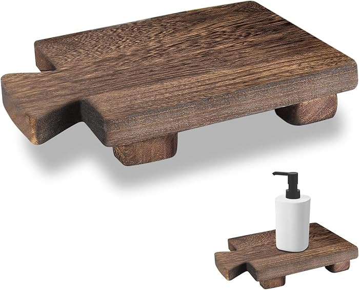 Vintage Black Wooden Soap Holder & Tray - Soap Stand/Riser for Kitchen & Bathroom Sink, Bottle & ... | Amazon (US)