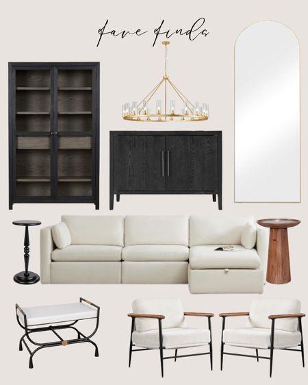 Amazon favorite finds:
White sectional modern. Black side table traditional. Natural wood side table. White accent chairs modern. White bench traditional. Black cabinet. Black cabinet tall. Gold chandelier traditional. Gold mirror tall.

#LTKhome #LTKsalealert