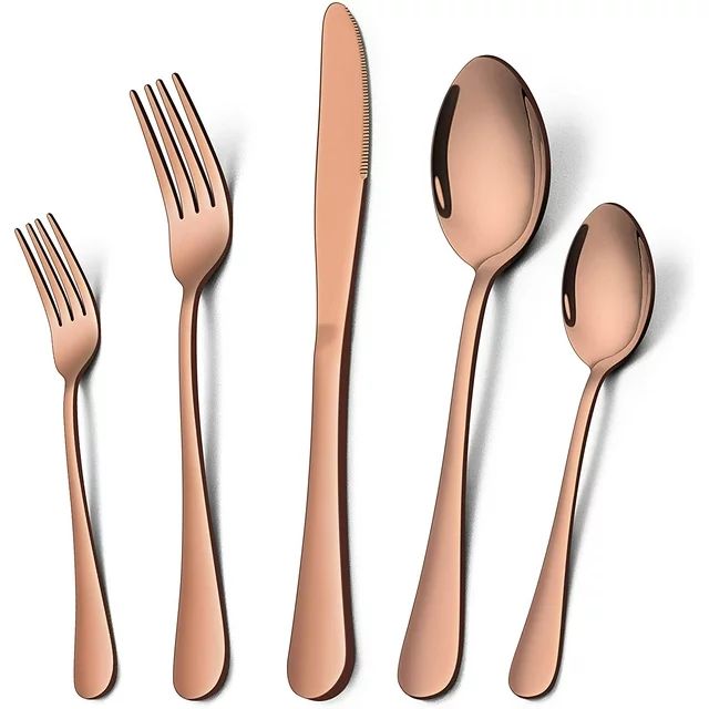 VeSteel 20 Piece Copper Silverware Flatware Set for 4, Stainless Steel Eating Utensils Cutlery Ta... | Walmart (US)