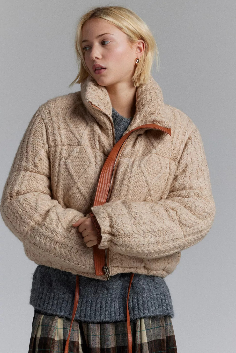 BLANKNYC Short List Cable Knit Sweater Jacket | Urban Outfitters (US and RoW)