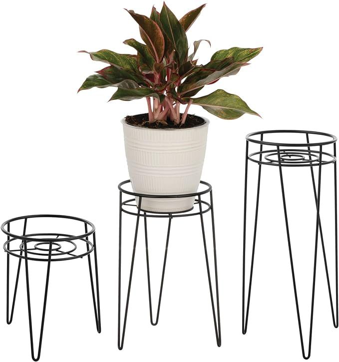 mDesign Metal Indoor/Outdoor Plant Stands - Modern Plant Stand with Hairpin Legs for Flowers, Pla... | Amazon (US)