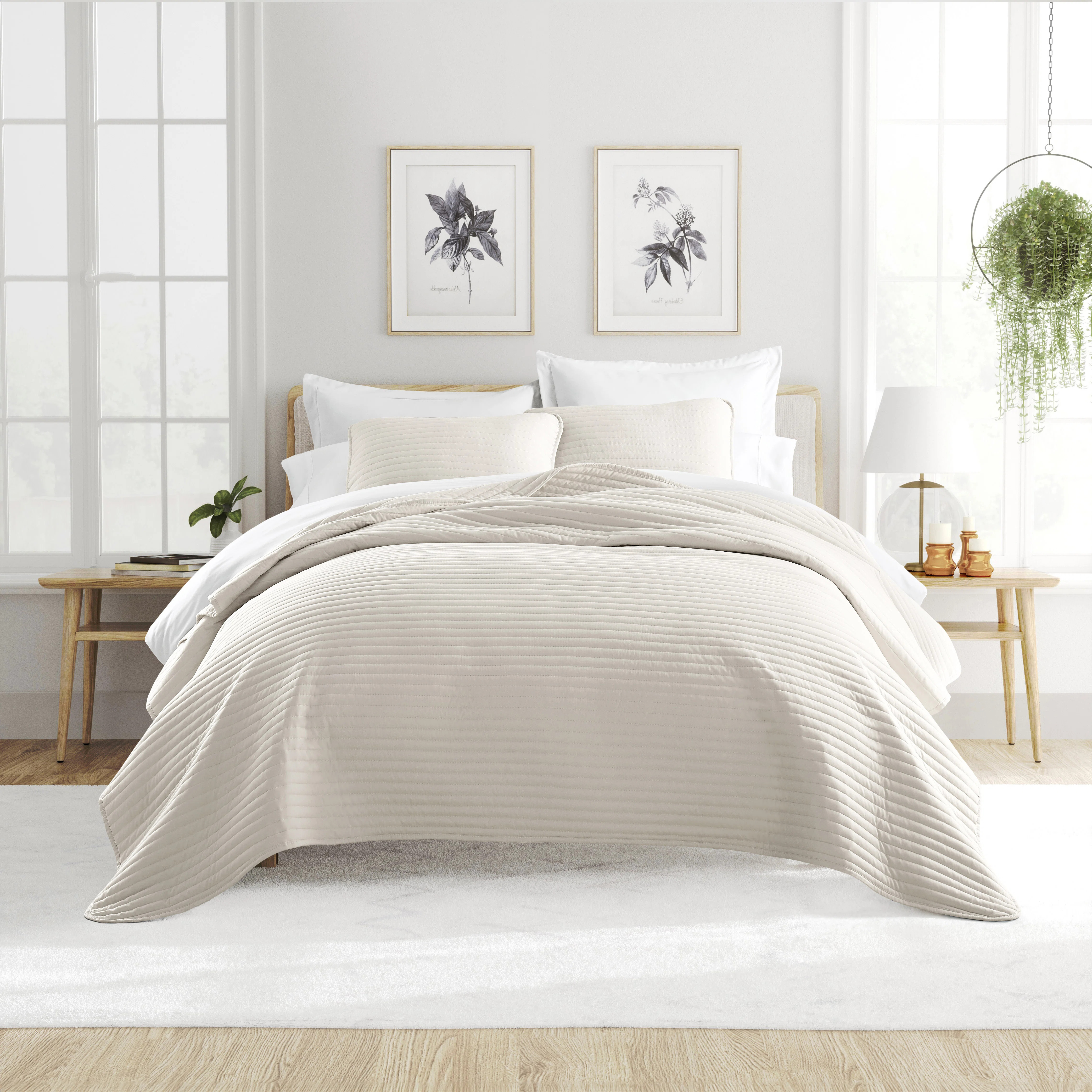 Becky Cameron Lightweight All Season Stripe Stitch Quilt Set with Shams | Wayfair North America