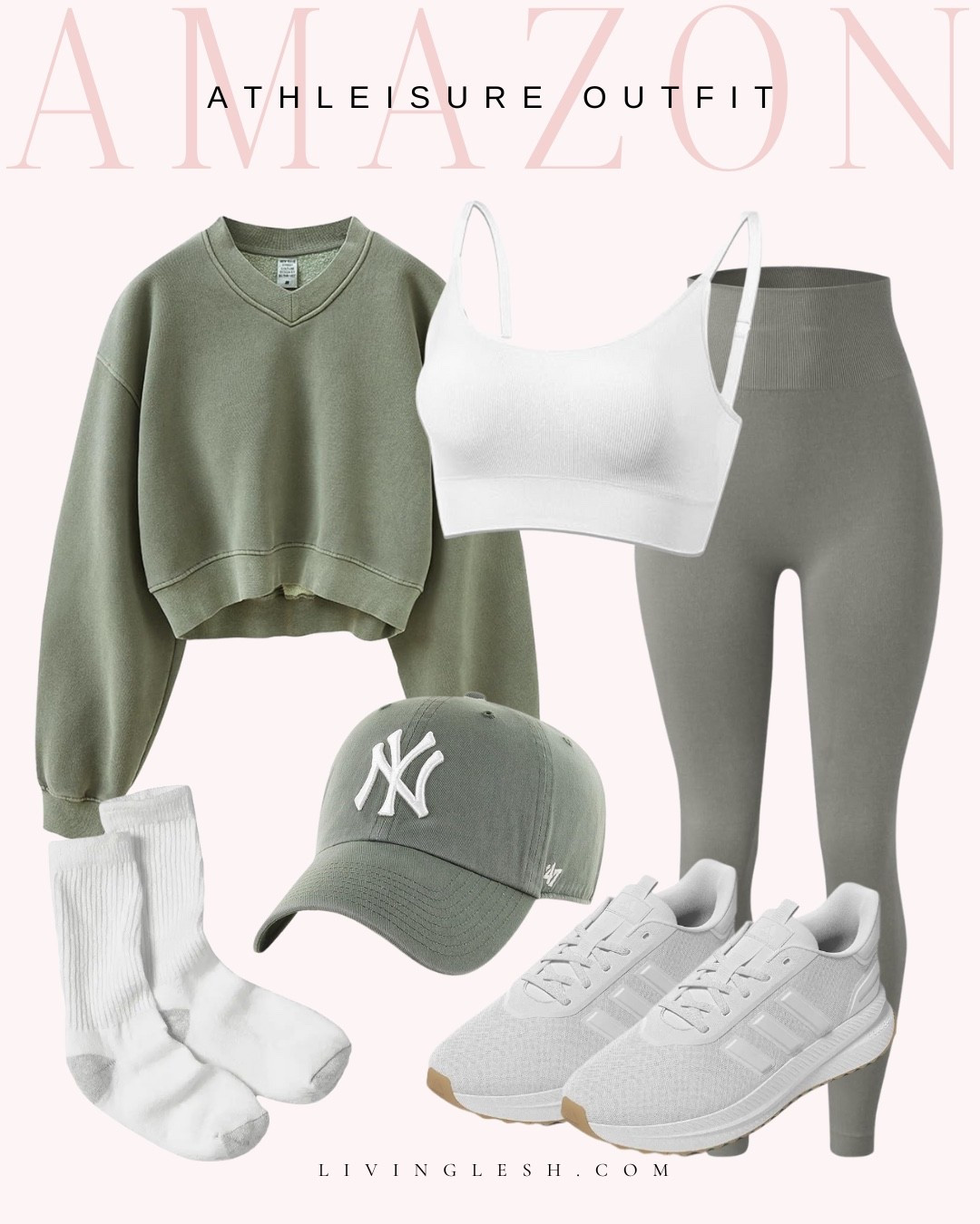 Amazon fashion | Amazon outfit | Workout outfit | Casual style | Athleisure | Sporty chic | Baseball hat | Cozy outfit | Sweatshirt | Leggings | Sneakers | Sport bra | Hanes socks | Gym outfit

#LTKFindsUnder50 #LTKfitnessgoals #LTKmomlife