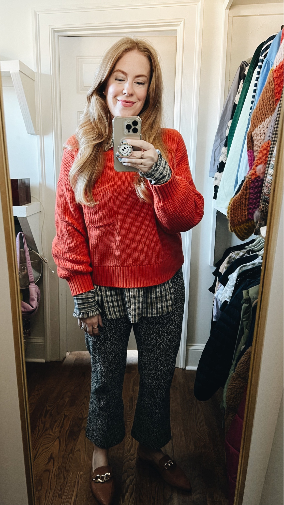 off to hang christmas lights! love this bright and cheery cotton sweater over an oversized button down with textured pants and loafers.

#LTKfit #LTKHoliday #LTKSeasonal