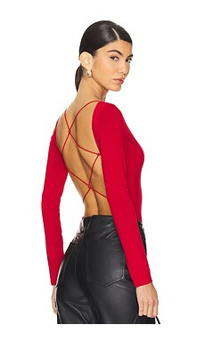 SANS FAFF Cross Back Bodysuit in Red from Revolve.com | Revolve Clothing (Global)