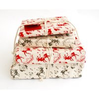 Organic Cotton Fabric Gift Wrap, Christmas Reindeer & Baubles Eco Wrapping Plastic Free | Etsy (US)