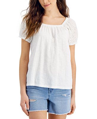 Style & Co Women's Cotton Off-The-Shoulder Top, Created for Macy's  & Reviews - Tops - Women - Ma... | Macys (US)