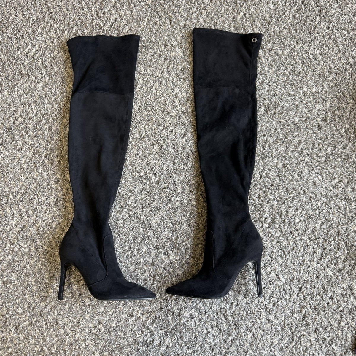 GUESS BONIS Thigh High OVER THE KNEE BOOTS Faux Suede Zip Pointed 5 Heeled New | eBay | eBay US