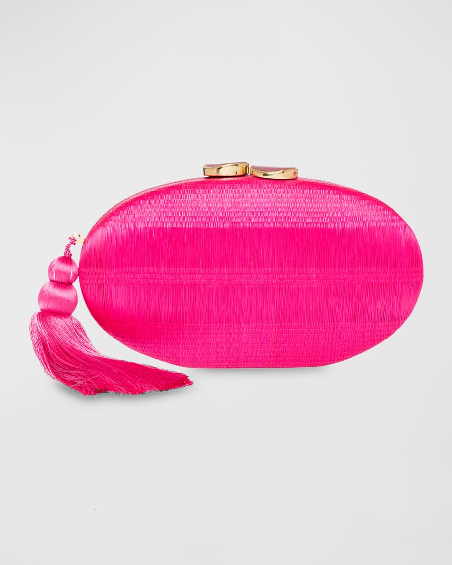 Rafe Joanna Straw Clutch Bag w/ Chain Strap | Neiman Marcus