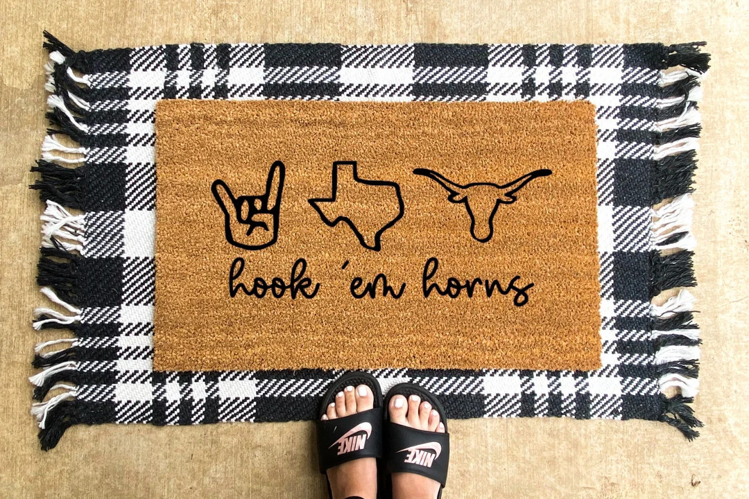 Hook 'em Horns Doormat Texas Doormat UT Doormat University of Texas Doormat School Doormats UT Fo... | Etsy (US)
