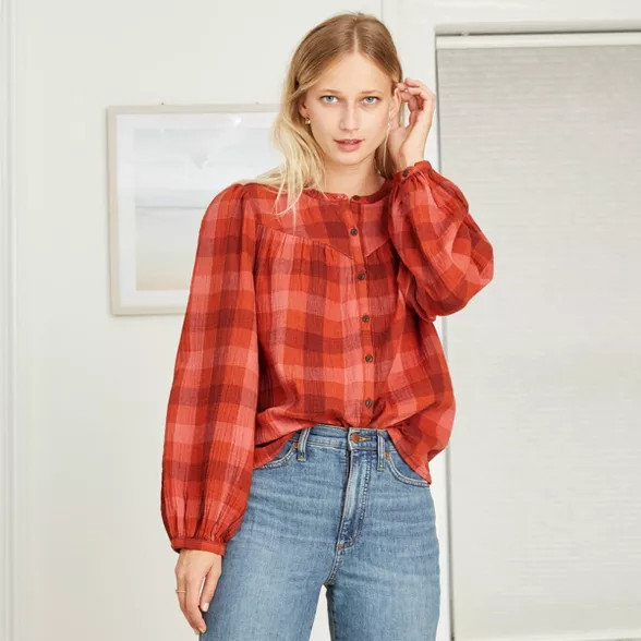 Women's Puff Long Sleeve Button-Front Blouse - Universal Thread™ | Target