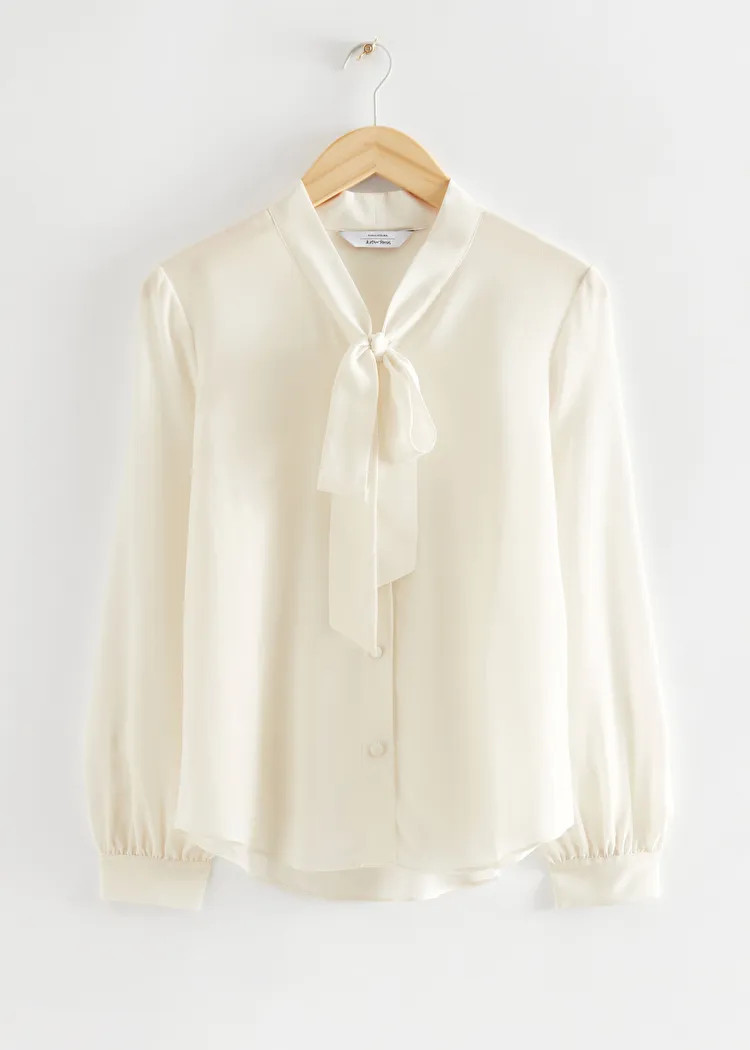 Lavallière-Neck Bow Silk Blouse | & Other Stories US