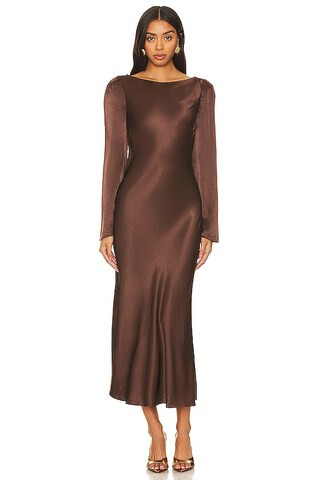 Stone Cold Fox x REVOLVE Frankie Midi Dress in Coffee Brown from Revolve.com | Revolve Clothing (Global)