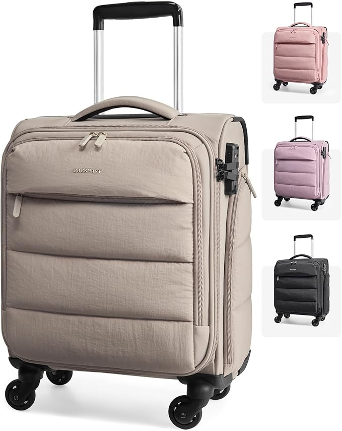 BAGSMART Underseat Carry on Luggage with Wheels, Soft Small Travel Luggage with PVC Wet/Dry Pocke... | Amazon (US)