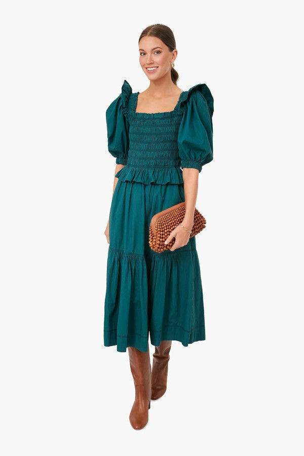 Forest Sybil Solid Cotton Puff Sleeve Smocked Dress | Tuckernuck (US)