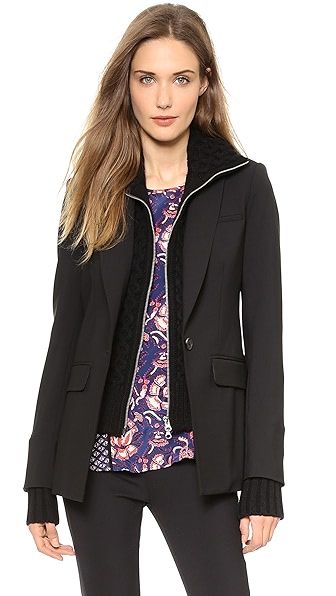 Veronica Beard Long & Lean Jacket with Black Upstitch | Shopbop