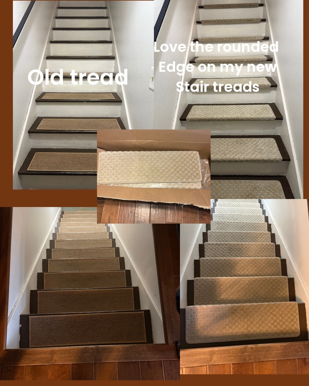 Love my new rounded edge stair treads, they come in different colors and patterns 
