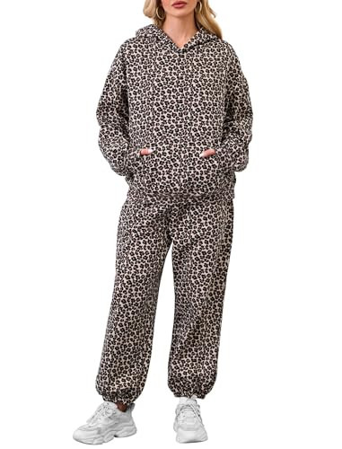 Eutten Leopard Print Sweatsuits for Women Set 2 Piece Leopard Hoodie Cheetah Print Oversized Sweatshirt Sweatpants Lounge Set | Amazon (US)
