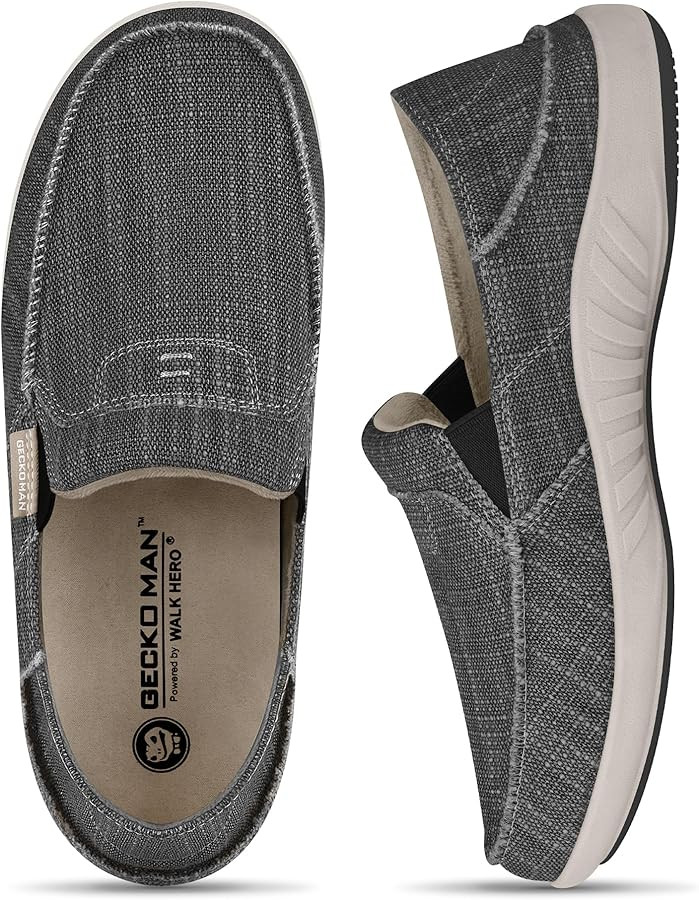 Mens Slip On Shoes, Mens Boat Shoes with Arch Support, Orthopedic Canvas Loafers for Plantar Fasc... | Amazon (US)