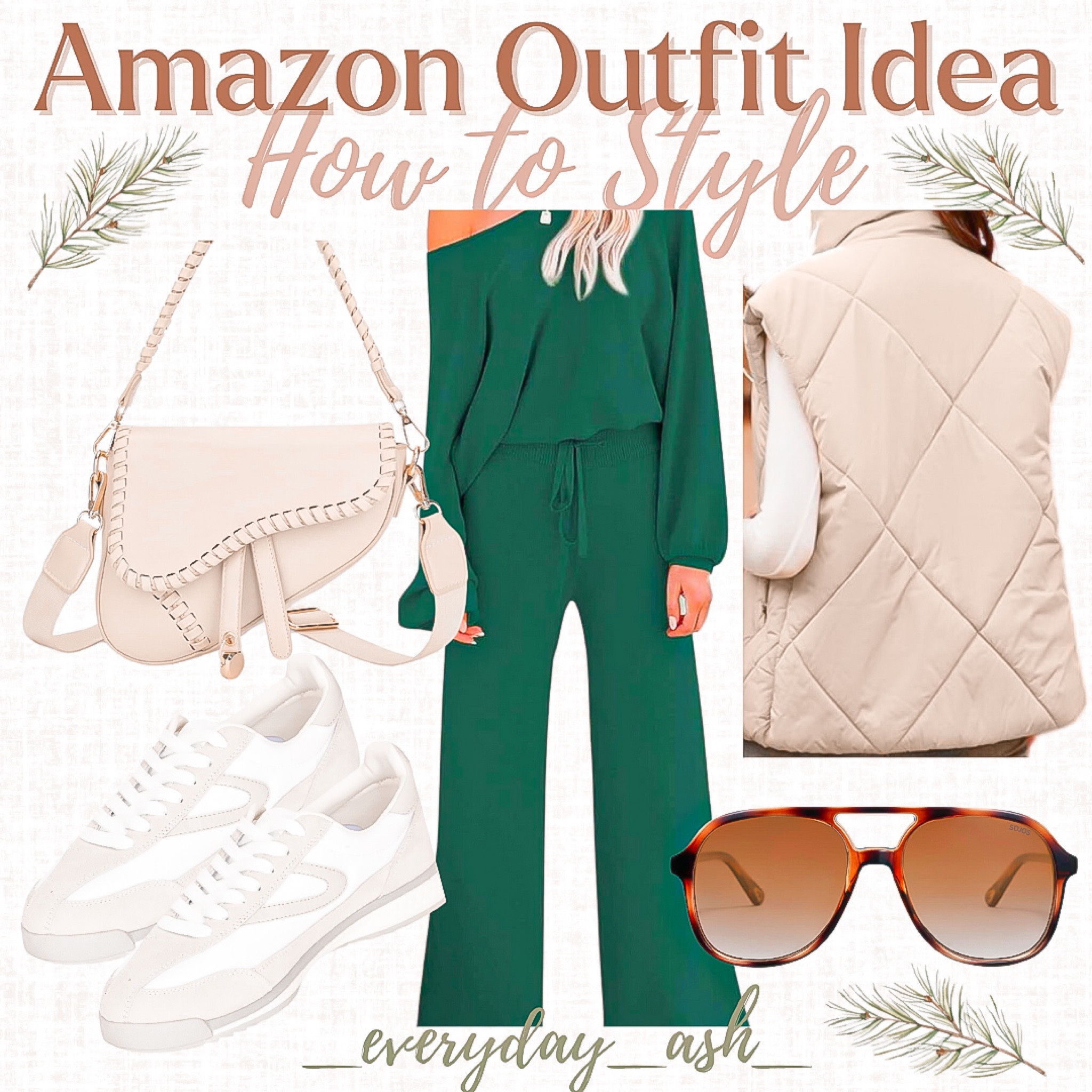 Amazon outfit idea 🤎

I just bought this green two piece set - size medium along with the bag and sunglasses ! I’m so happy with all of them. 

I would definitely wear it styled like this for a day out 💚

Amazon fashion, gift for her, gift guide, stocking stuffers, belt bag, crossbody bag, neutral bag, neutral purse , tan vest, puffer vest, winter vest , green two piece set, casual sneakers, sunglasses 

#LTKstyletip #LTKHoliday #LTKGiftGuide
