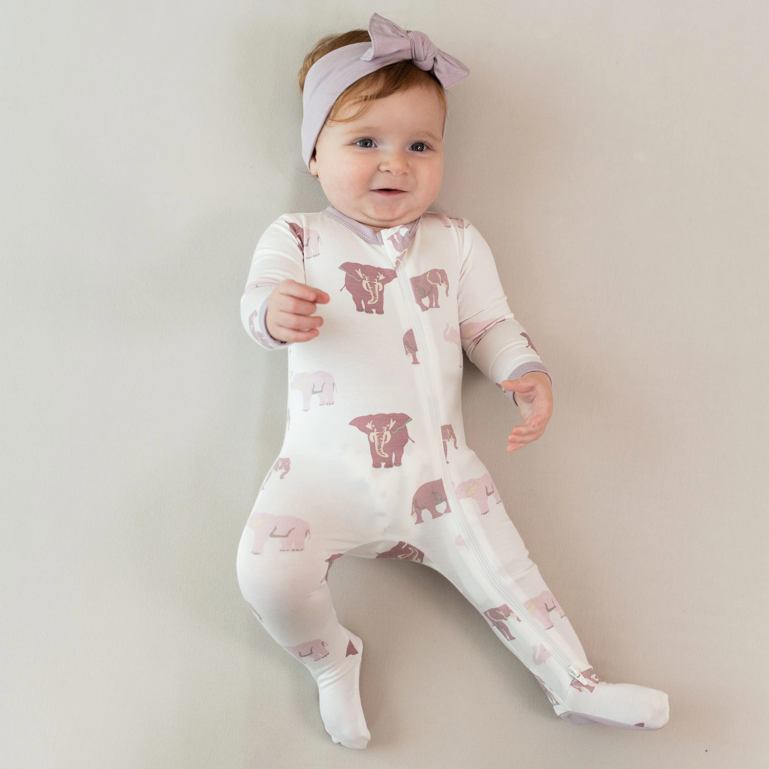 Zippered Footie in Elephant | Kyte BABY