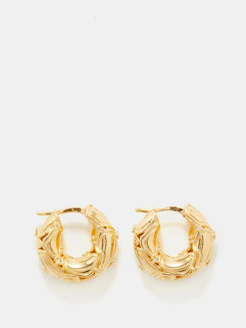 Bottega Veneta - Lava 18kt Gold-plated Hoop Earrings - Womens - Gold Multi | Matches (US)