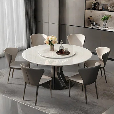 Simple Modern Luxury Marble Round Dining Table Set | Wayfair North America