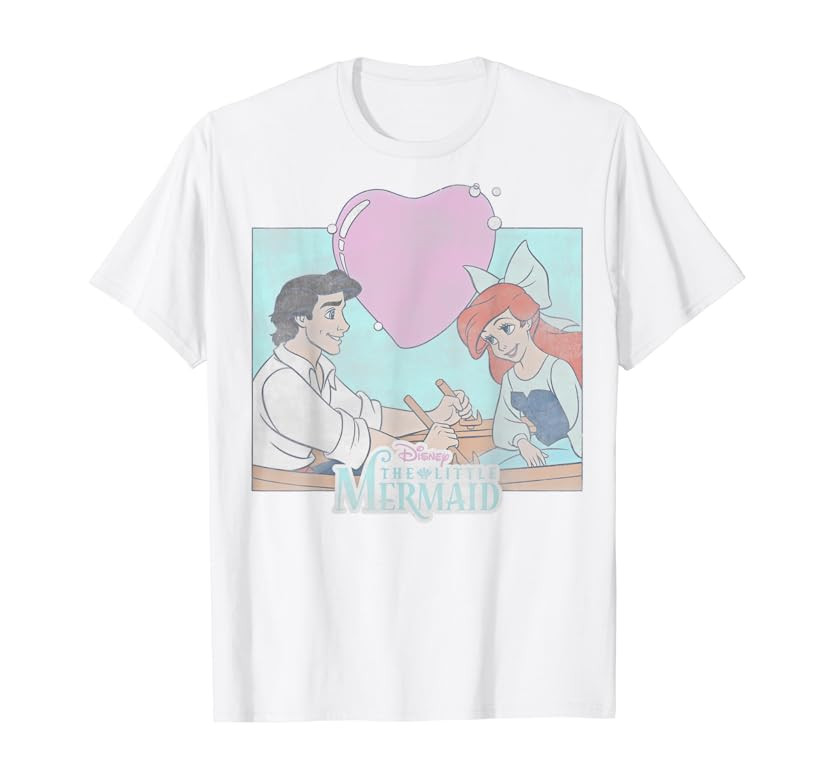 Disney The Little Mermaid Eric & Ariel Heart Portrait T-Shirt | Amazon (US)
