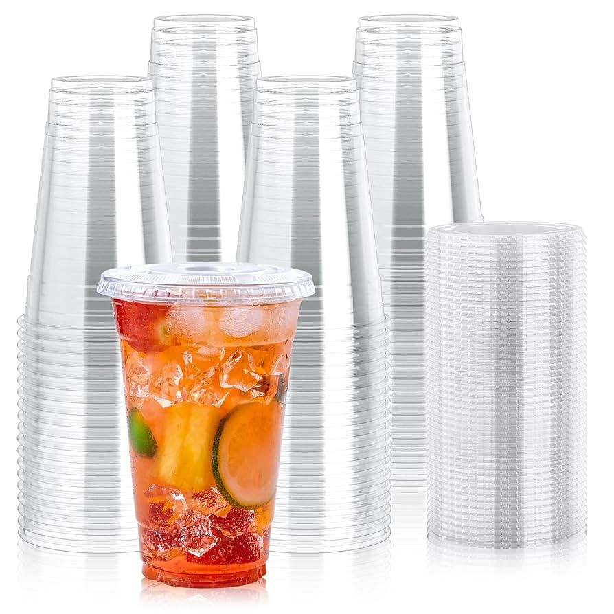 Lilymicky [90 Sets] 20 oz Clear Plastic Cups With Flat Lids, Disposable Drinking Cups, 20 oz Plas... | Amazon (US)