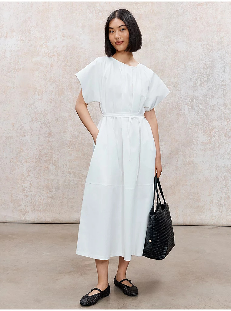 Studio Edit White Tie Waist Midi Dress | George