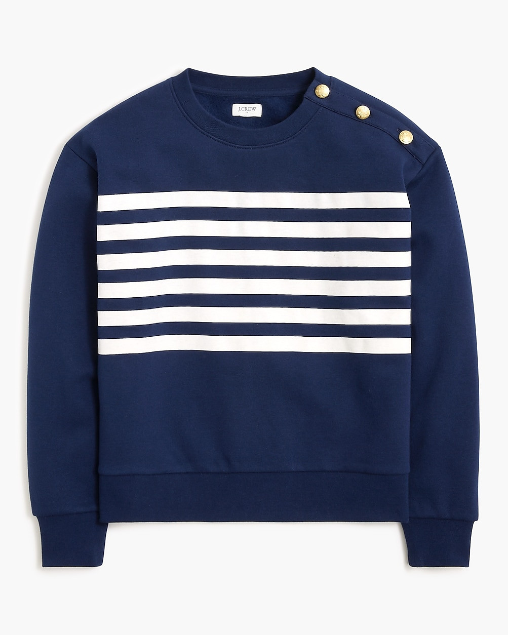 Striped button-shoulder crewneck pullover | J.Crew Factory