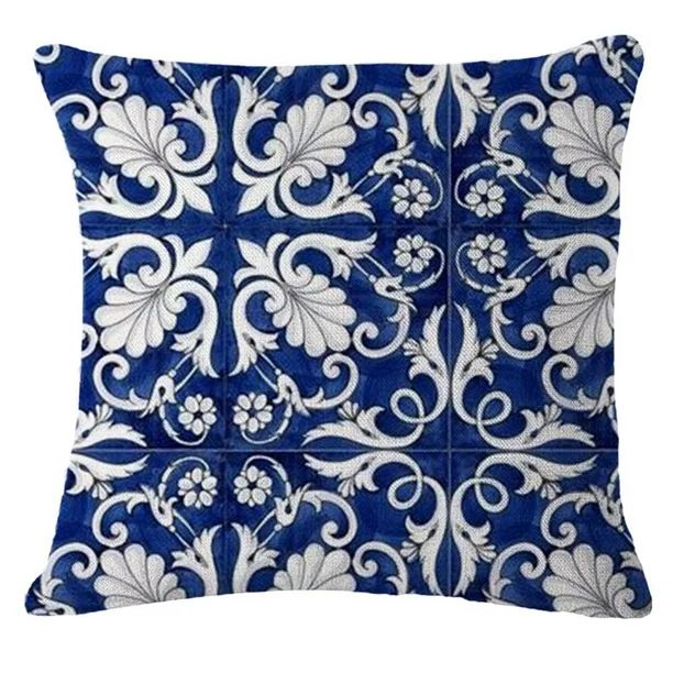 Riapawel Blue Chinoiserie Porcelain Inspiration Custom Cotton Linen Throw Pillow Case Cushion Cov... | Walmart (US)