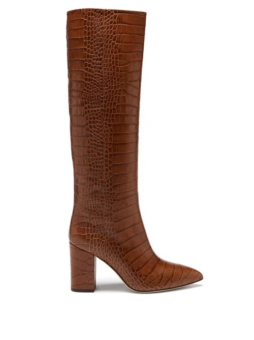 Paris Texas - Knee-high Crocodile-effect Leather Boots - Womens - Brown | Matches (US)