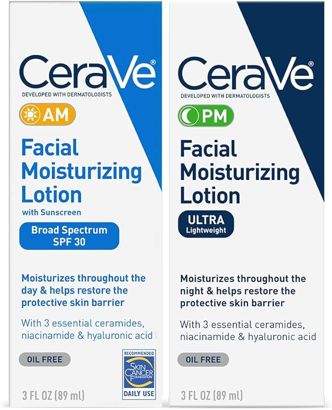 CeraVe Face Lotion Skin Care Set (Pack of 1) | AM with SPF 30, PM Face Moisturizer | Fragrance Fr... | Amazon (US)