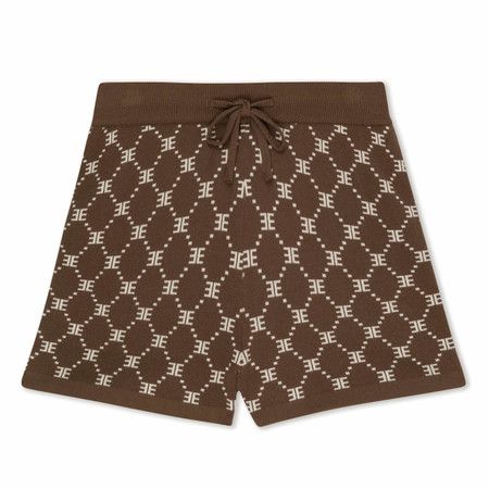 EE Monogram Knit Shorts - Chocolate Brown | EllandEmm