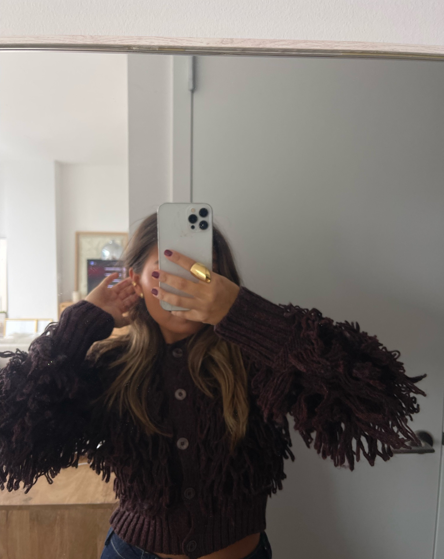 wearing size s!! i love a statement sweater in the fall / for holiday gatherings but in a color i will love to rewear!! xx