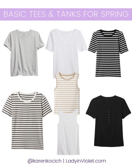 Solid colored tees and striped shirts / tank top / capsule wardrobe / spring fashion / summer fashion / tops for layering / 40% off sale this weekend

#LTKfindsunder50 #LTKsalealert #LTKSeasonal