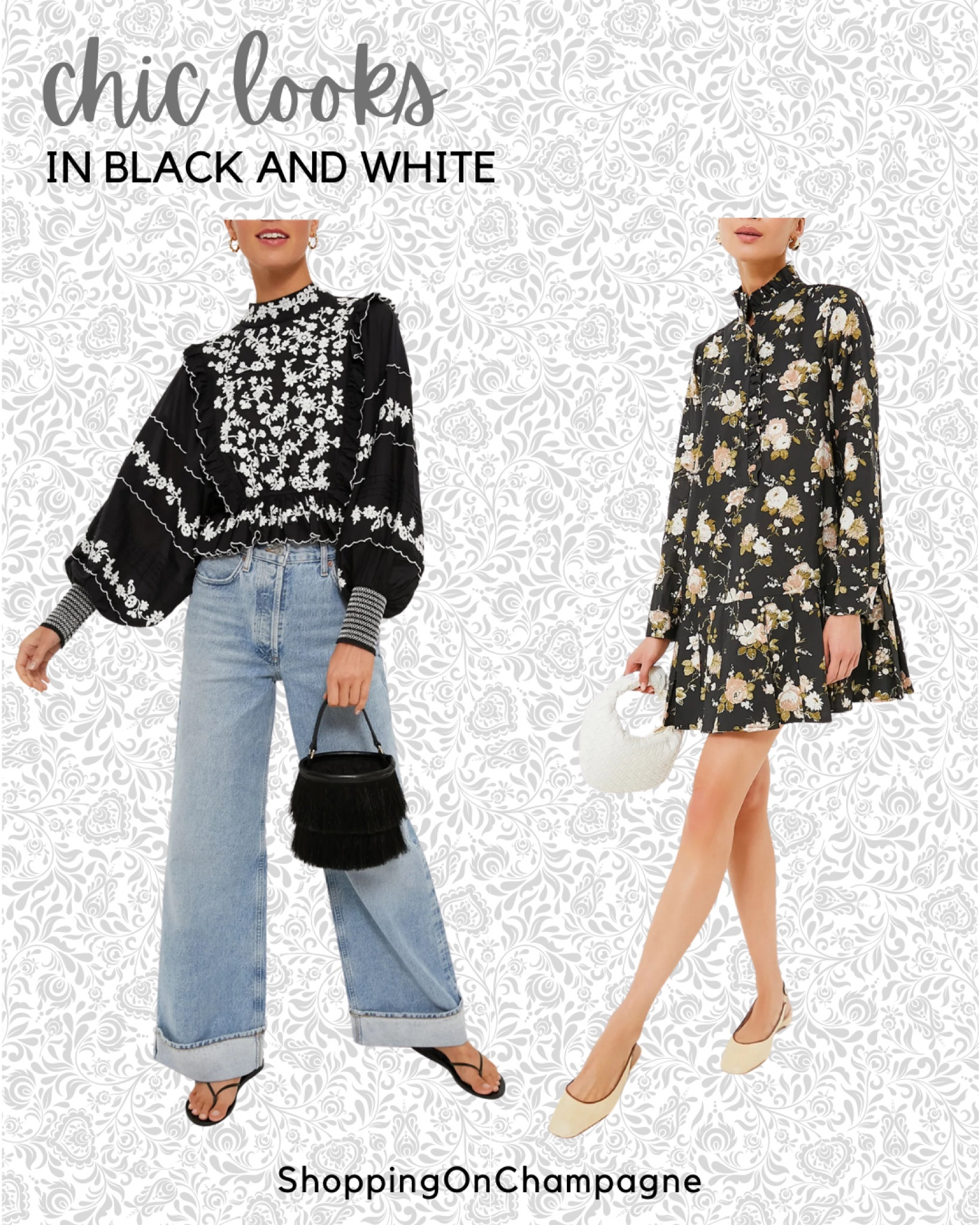 Chic fall looks in black and white! We’re loving the boho vibe of this ruffled top paired with jeans. For a fun girls night out, check out this floral print dress. Which is your favorite?

#LTKSeasonal #LTKStyleTip