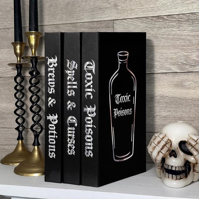 3 Pcs Halloween Decorative Book Vintage Gothic Fake Faux Books Decor with Hidden Storage for Shel... | Amazon (US)