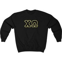 Chi Omega Printed Sorority Letter Crewneck Sweatshirt | Black With Straw Border | Etsy (US)