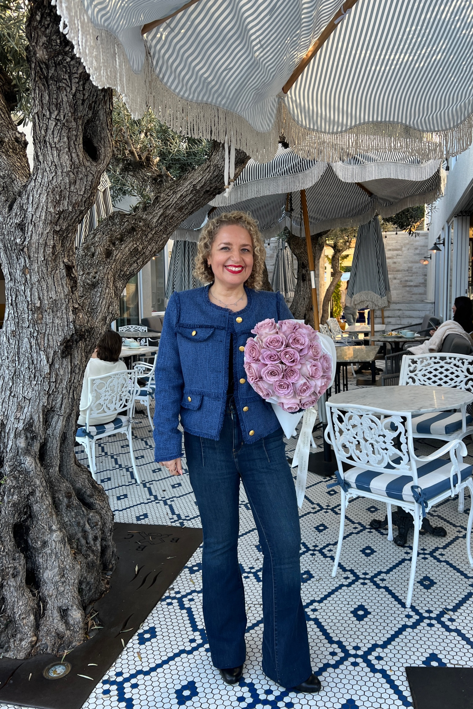 Step into the season with style! Embrace the breezy elegance of spring by layering a chic blue tweed jacket over Free People's flattering flared jeans. 👖 

These jeans not only fit like a glove but also add a touch of bohemian flair to your vacation ensemble. 

Perfect for strolling through cobblestone streets or lounging by the seaside.

#LTKworkwear #LTKSeasonal #LTKtravel