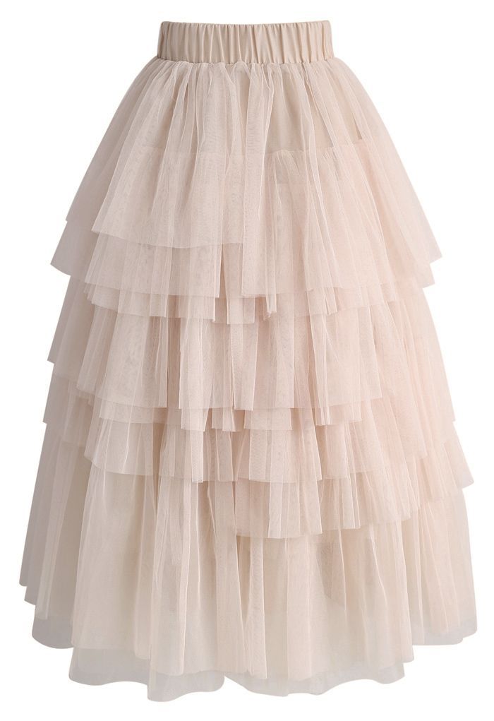 Love Me More Layered Tulle Skirt in Nude Pink | Chicwish