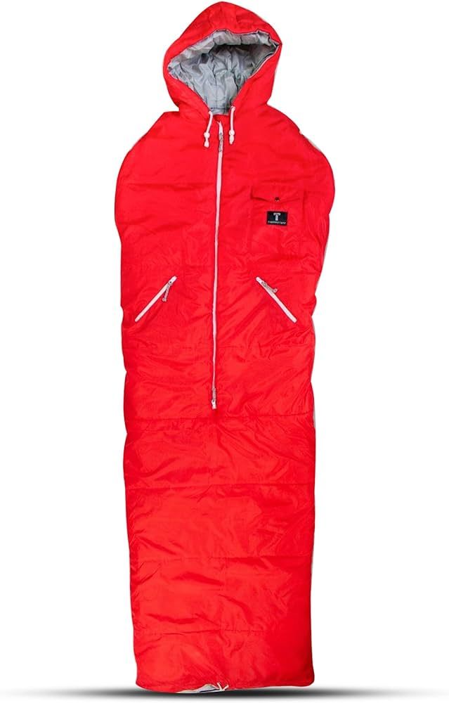 Wearable Sleeping Bag with Hoodie, Zippered Arm Holes, Pockets, and Bottom - for Camping and Cold... | Amazon (US)