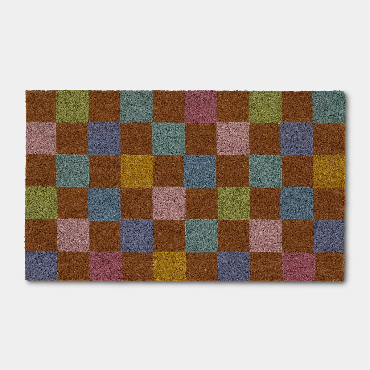 Easter Checkered Coir Doormat Blue/Pink/Yellow - Room Essentials™ | Target