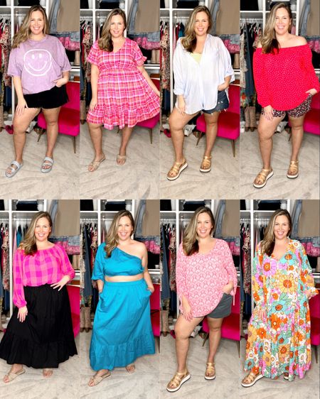 8 plus size vacation outfits for spring break, or any getaway! Ashley is a size 2x/18/20 5’8 and is wearing an XXL in everything from American Eagle & Walmart, a 1X in Spanx shorts, Amazon, maurices, show me your mumu, an 18 in the lane Bryant top and a 20 in the AE mom Jean shorts and 35 in Abercrombie jean shorts, and a B in anything from Arula. 

Amazon one shoulder top runs a little generous fyi I could have gone with 1x. 

Spanx discount code ASHLEYDXSPANX to save!!! 

#LTKcurves #LTKtravel #LTKFestival