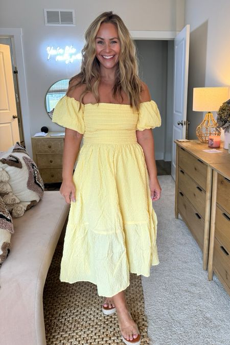 Your go-to dress for Summer has arrived! I’m wearing the color yellow in a Medium petite 💛

Throw on a pair of wedges you’re ready for a wedding, grab a pair of pearl slide sandals (also linked) you’re ready for brunch with the ladies 👯‍♀️ whatever the occasion this dress has your back. 

PS it also comes in white and would be a perfect wedding rehearsal dress 2024 brides 💒

#LTKSeasonal #LTKwedding #LTKstyletip