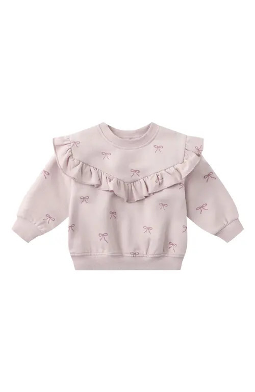 QUINCY MAE Ruffle Fleece Sweatshirt in Lilac at Nordstrom, Size 6-12M | Nordstrom