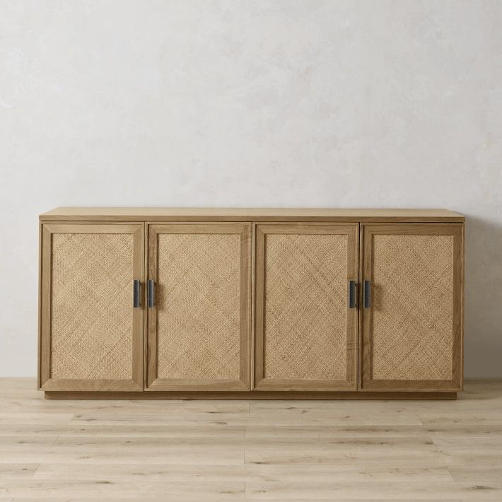 Copenhagen Woven Sideboard, 78, Wood/Cane, Natural, Pewter | Williams-Sonoma