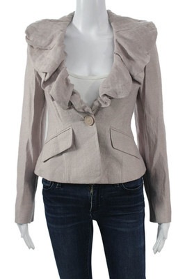 BCBGMAXAZRIA Women Beige Button Blazer Long Sleeve Size 2XS | eBay US